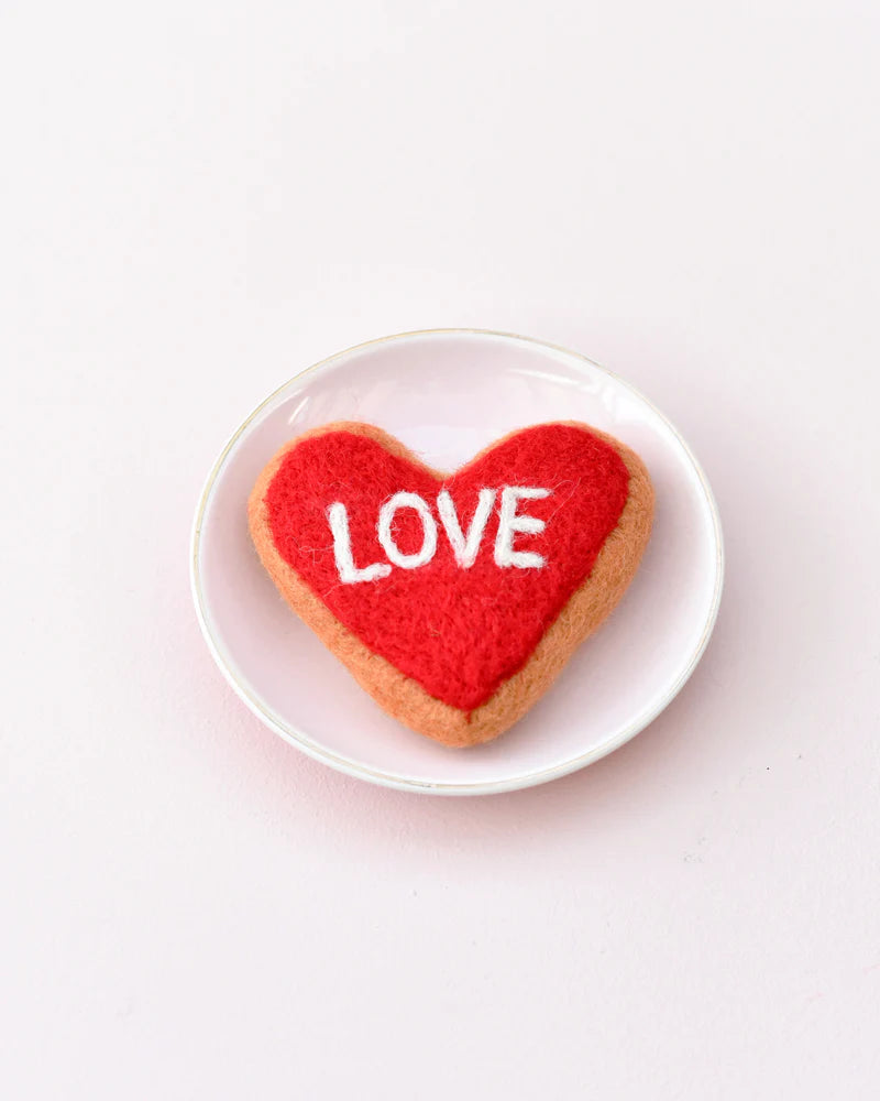 red heart cookie cat toy
